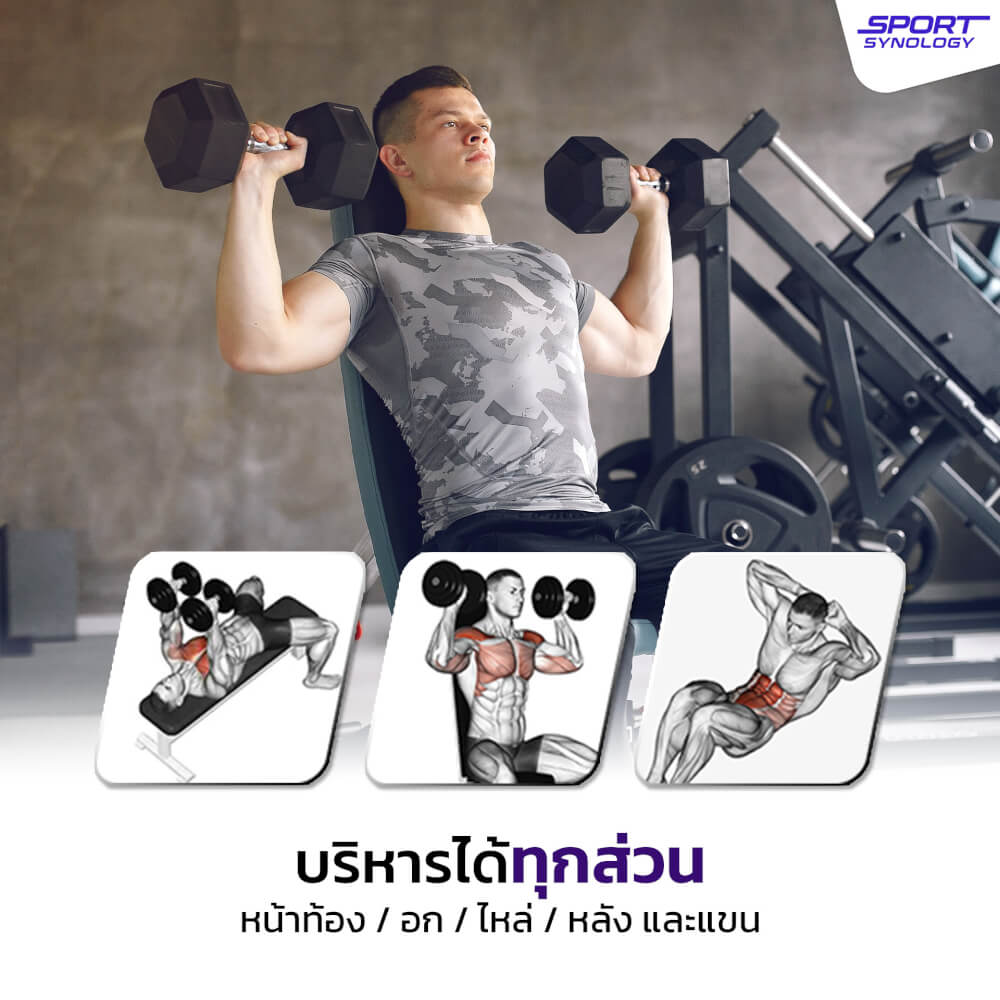 ม้านั่งปรับระดับ SPORTSYNOLOGY MB200 โครงสร้างแข็งแรง ปรับได้ 14 ระดับ